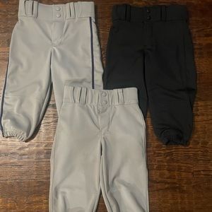 Boys Champro baseball pant knickers, sz S - black, grey and grey/navy stripe